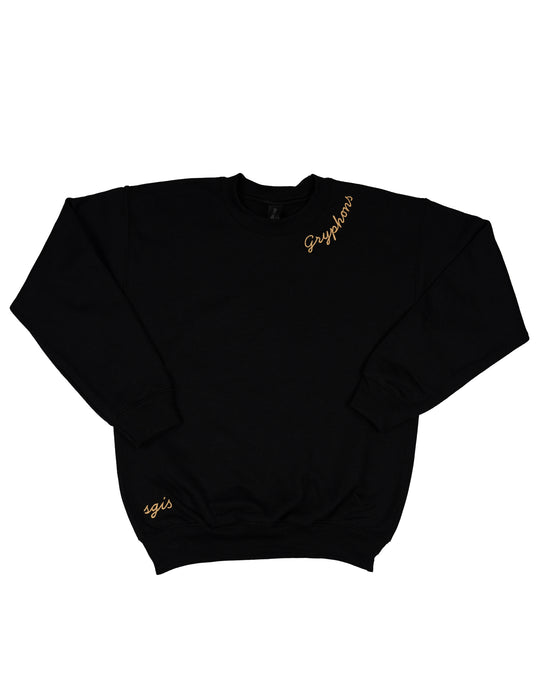 Black Embroidered Crewneck