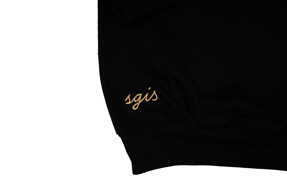 Black Embroidered Crewneck