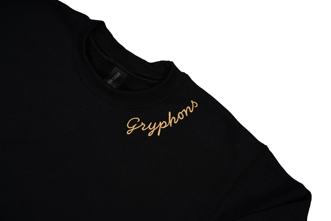 Black Embroidered Crewneck