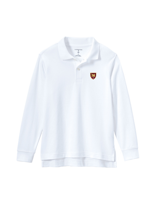 Gryphon Long Sleeve Cotton Polo - White