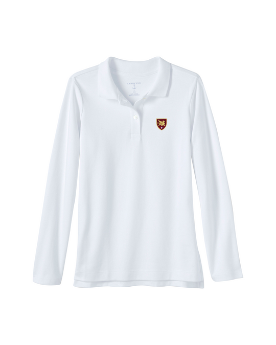 Gryphon Girls Long Sleeve Polo - White