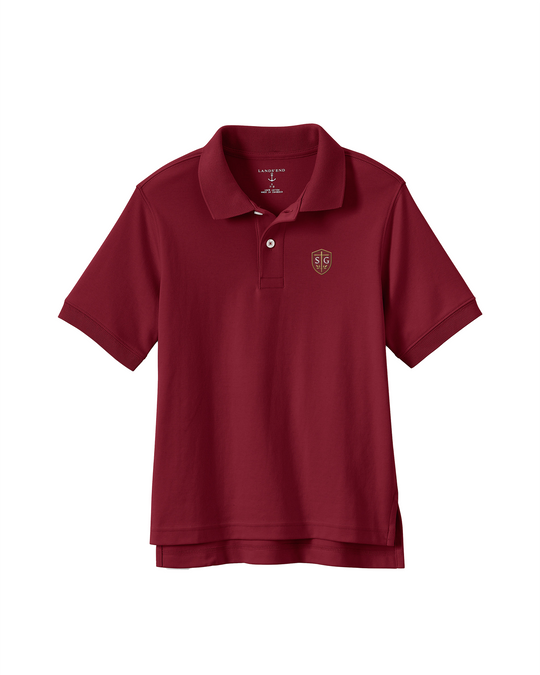 SG Shield Short Sleeve Cotton Polo - Garnet