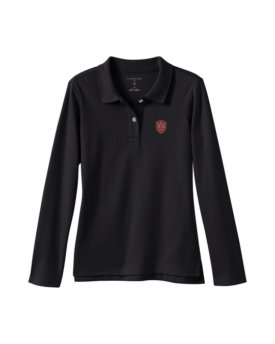 SG Shield Girls Long Sleeve Polo - Black