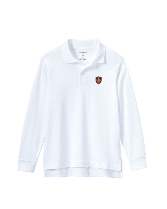 SG Shield Long Sleeve Cotton Polo - White